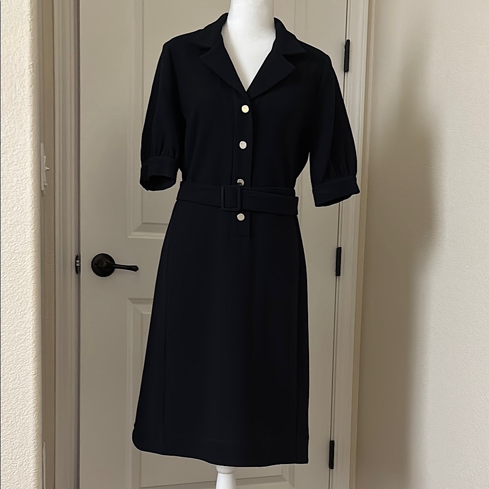 Claudine Pierlot Navy midi dress, size 8, NWT